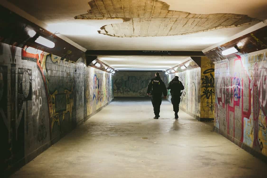police in a tunnel